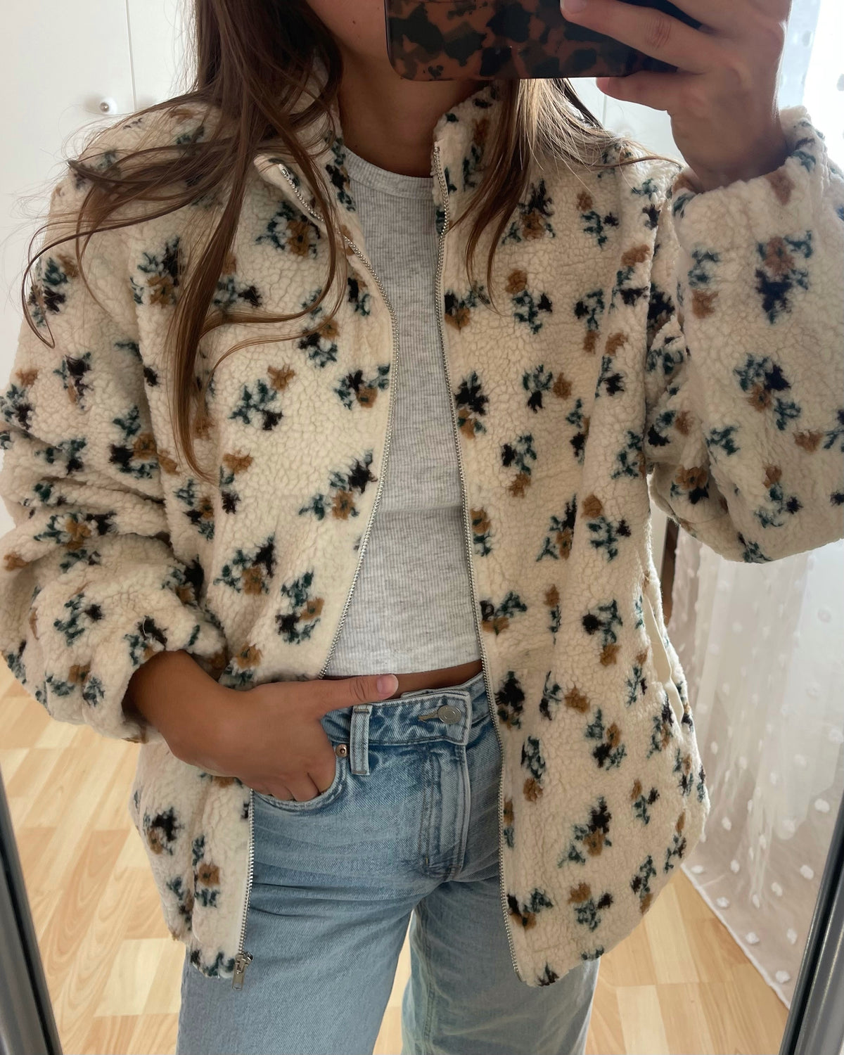 Veste polaire à fleurs