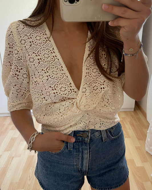 Blouse crochet écru
