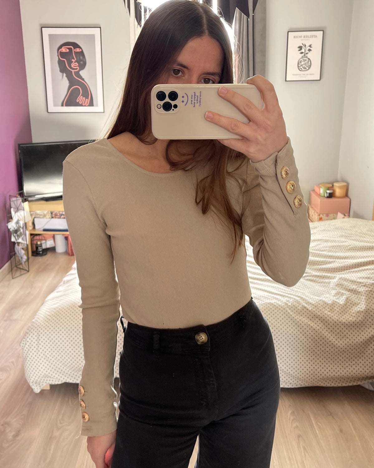 Body Mario côtelé beige