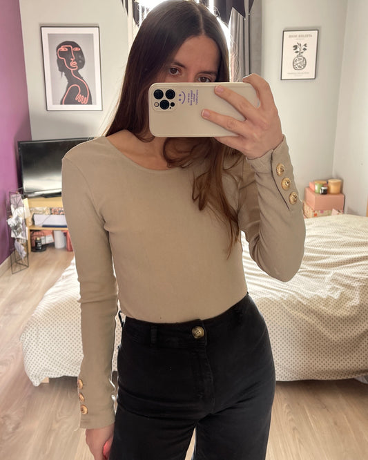 Body Mario côtelé beige